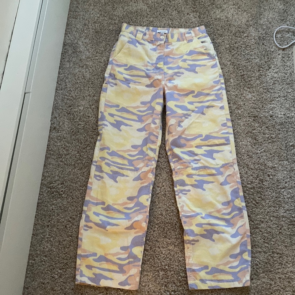 TOPSHOP colorful camo pants, mid rise